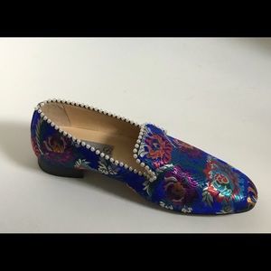 Women Diane B Milano Blue Multi Brocade Pearl Loafer Size 42